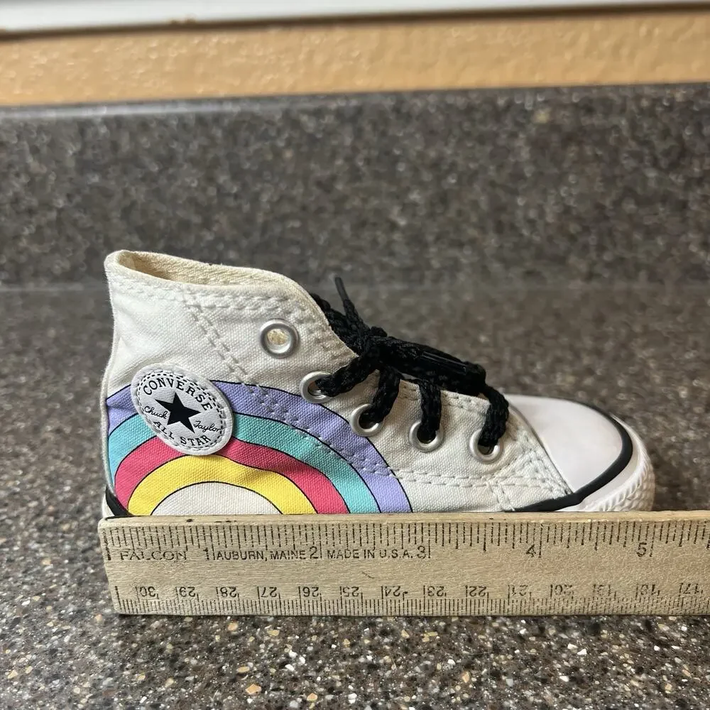 Converse Kids Infant Baby Sz 5 White Unicorn Canvas Sneaker Lace Up Hi Top Shoes